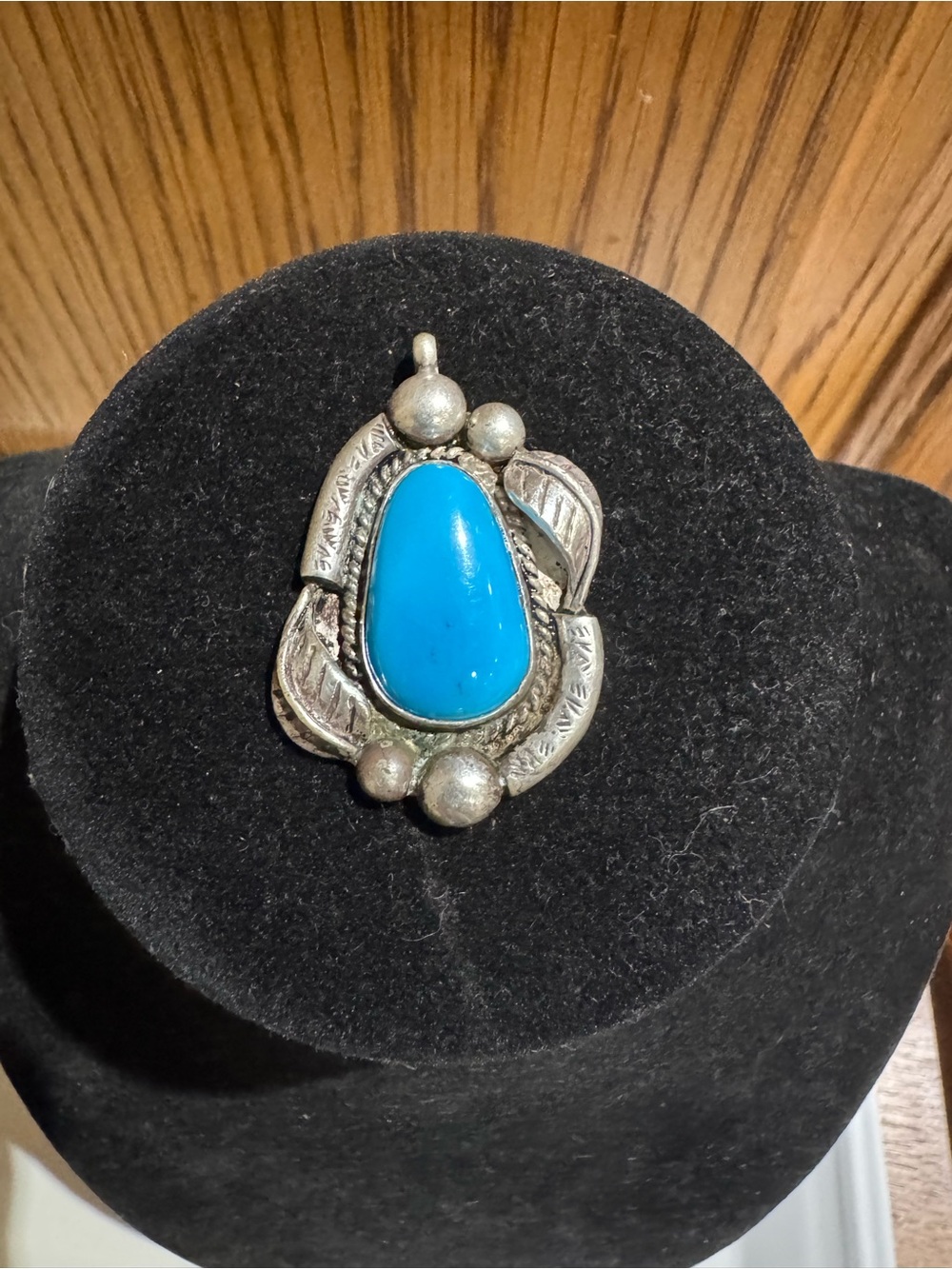 Vintage Sterling Silver Navajo Turquoise Pendant